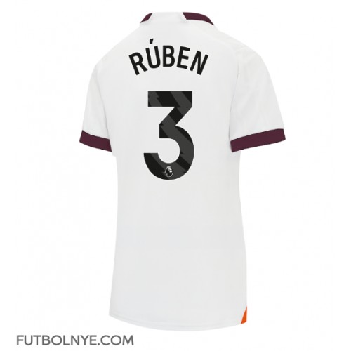 Camiseta Manchester City Ruben Dias #3 Visitante Equipación para mujer 2023-24 manga corta